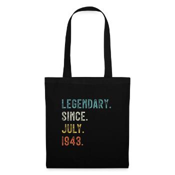 80. Geburtstag 80 Jahre Legendär Seit Juli 1943 - Stoffbeutel - Schwarz - Vorne