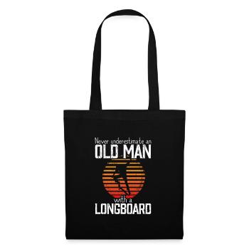 never underestimate an old man with a longboard - Stoffbeutel - Schwarz - Vorne