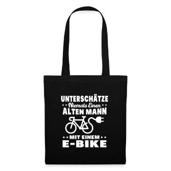 Einen alten Mann mit einem E-Bike - Stoffbeutel - Schwarz - Vorne