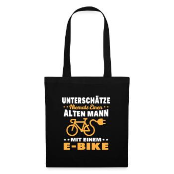Einen alten Mann mit einem E-Bike - Stoffbeutel - Schwarz - Vorne