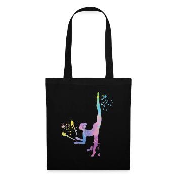 Gymnastin Mit Keulen Rhythmische Sportgymnastik - Stoffbeutel - Schwarz - Vorne