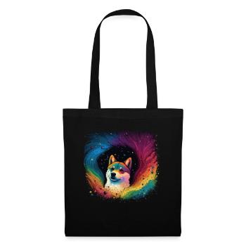 Akita Inu Hund Bunte Farben Regenbogen Kunst - Stoffbeutel - Schwarz - Vorne