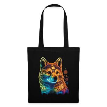 Akita Inu Hund Bunte Farben Regenbogen Kunst - Stoffbeutel - Schwarz - Vorne