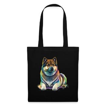 Akita Inu Hund Bunte Farben Regenbogen Kunst - Stoffbeutel - Schwarz - Vorne