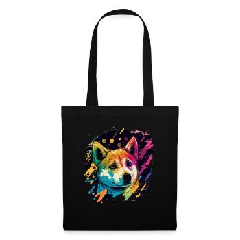 Akita Inu Hund Bunte Farben Regenbogen Kunst - Stoffbeutel - Schwarz - Vorne