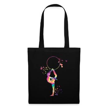 Gymnaste avec gymnastique rythmique au cerceau - Sac en tissu - noir - Devant