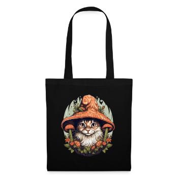 Cottagecore Mushroom Cat Vintage Mushrooms - Tote Bag - black - Front