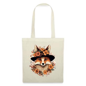 Cottagecore Aesthetic Vintage Fuchs Floral - Stoffbeutel - Natur - Vorne