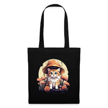 Cottagecore Esthétique Champignon Chat - Sac en tissu - noir - Devant