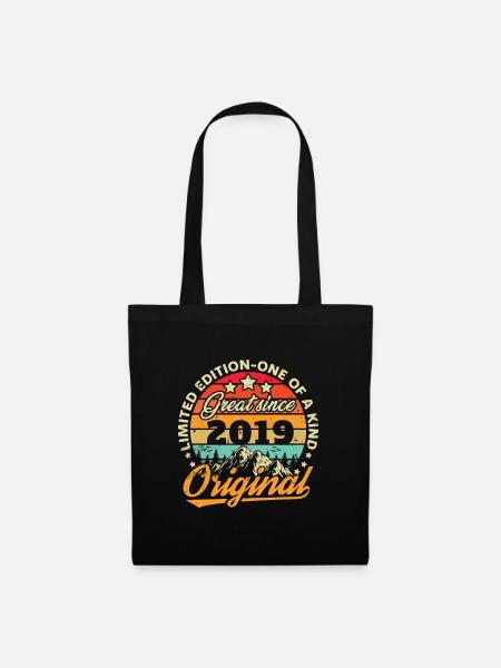 Geburtstagsgeschenk, Jahrgang 2019 - Stoffbeutel - Schwarz