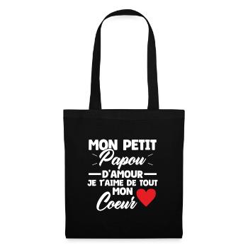 Mon petit papou d'amour je t'aime Cadeau Papou - Sac en tissu - noir - Devant