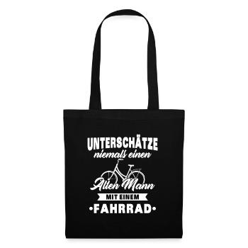 Alte Mann mit Fahrrad - Stoffbeutel - Schwarz - Vorne