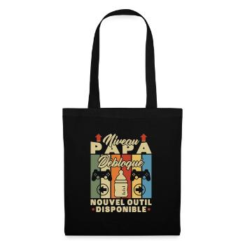 Niveau Papa Débloqué, Futur Père Annonce Grossesse - Sac en tissu - noir - Devant