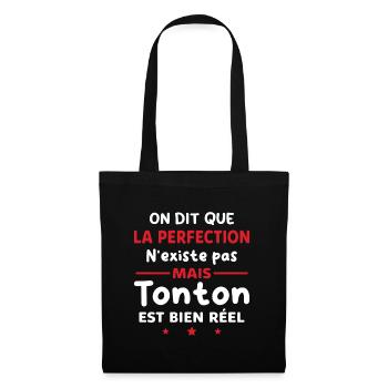 Cadeau Humour Tonton Parfait Oncle - Sac en tissu - noir - Devant