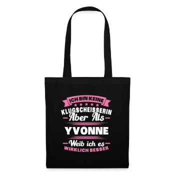 Name Yvonne Vorname Klugscheisserin Namenstag - Stoffbeutel - Schwarz - Vorne