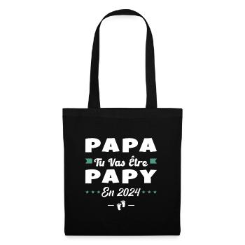 Futur Grand Père Papa Tu Vas Être Papy 2024 - Sac en tissu - noir - Devant