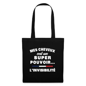 mes cheveux homme humour cheveux super pouvoir - Sac en tissu - noir - Devant
