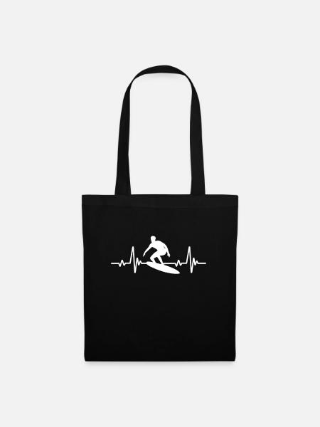 Surf, Hommes, Rythme cardiaque, Sports, ECG, Surf - Sac en tissu - noir