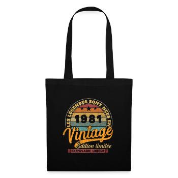 Vintage Nées En 1981 Cadeau D'anniversaire - Sac en tissu - noir - Devant