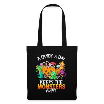 One Candy A Day Monster Funny Halloween - Tote Bag - black - Front