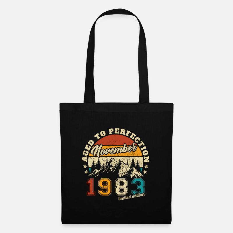 Vintage-Geburtstagsgeschenk November 1983 - Stoffbeutel - Schwarz