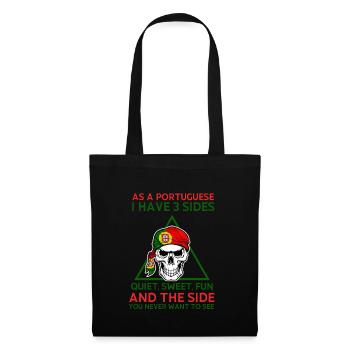 Portugal Flag Skull Patriotic Portuguese Roots DNA - Tote Bag - black - Front