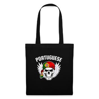 Portugal Flag Skull Patriotic Portuguese Roots DNA - Tote Bag - black - Front