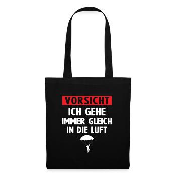 Paragliding Vorsicht gehe immer gleich in die Luft - Stoffbeutel - Schwarz - Vorne