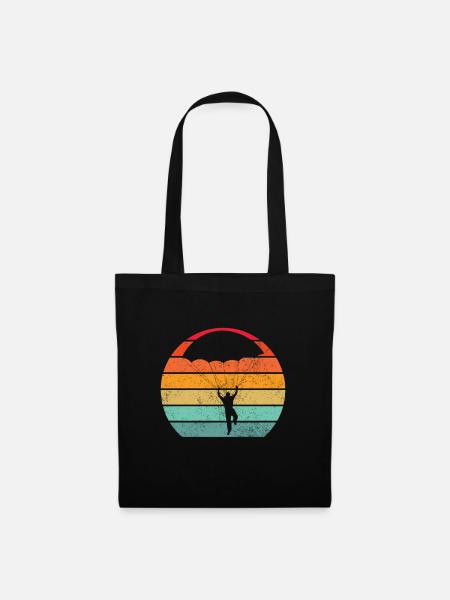 Fallschirm Vintage Retro Geschenk - Stoffbeutel - Schwarz