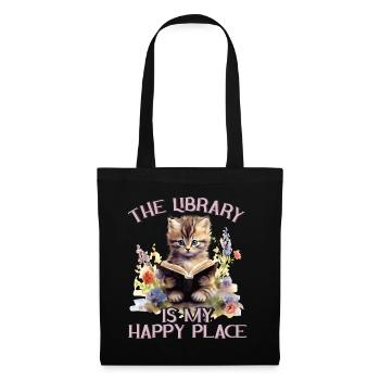 La bibliothèque est mon chat de l’endroit où je suis heureux - Sac en tissu - noir - Devant