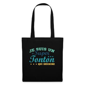 Je Suis Un Super Tonton Qui Déchire Cadeau Humour - Sac en tissu - noir - Devant