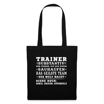 Bester Trainer Tshirt Coach Geschenk - Stoffbeutel - Schwarz - Vorne