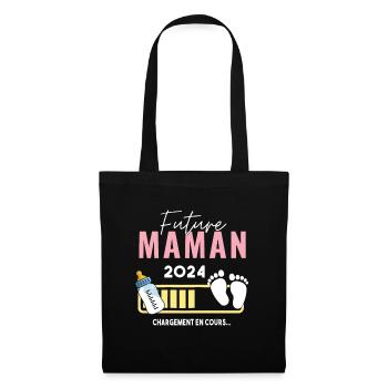 Future Maman 2024 Annonce Grossesse Maman 2024 - Sac en tissu - noir - Devant