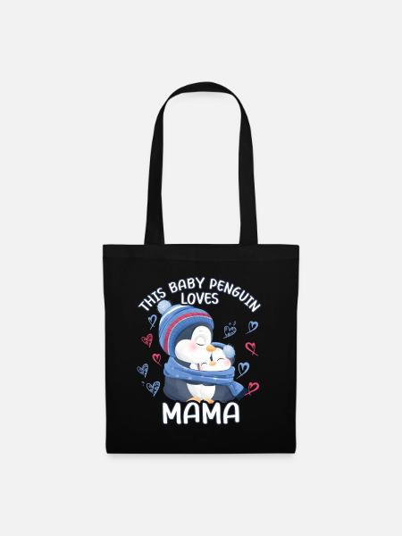 Dieses Pinguinbaby liebt Mama am Muttertag - Stoffbeutel - Schwarz