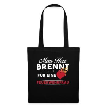 Mein Herz brennt für eine Feuerwehrfrau - Stoffbeutel - Schwarz - Vorne