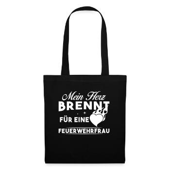Mein Herz brennt für eine Feuerwehrfrau - Stoffbeutel - Schwarz - Vorne