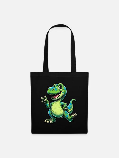 Saurier T-Rex Tyrannosaurus Urzeit Dino - Stoffbeutel - Schwarz