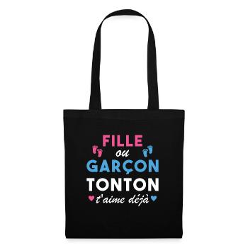 Fille ou Garçon Annonce Bébé Tonton T'aime Déjà - Sac en tissu - noir - Devant