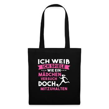 Fußball Sport Mädchen Geschenk - Stoffbeutel - Schwarz - Vorne
