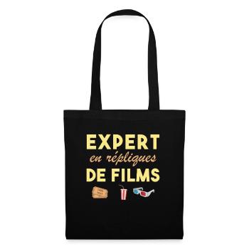 Expert en répliques de films cadeau humour cinéma - Sac en tissu - noir - Devant