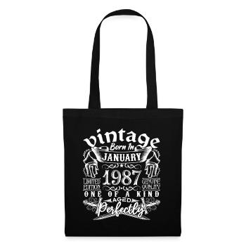 Janvier 1987 anniversaire Janvier 1987 January - Sac en tissu - noir - Devant