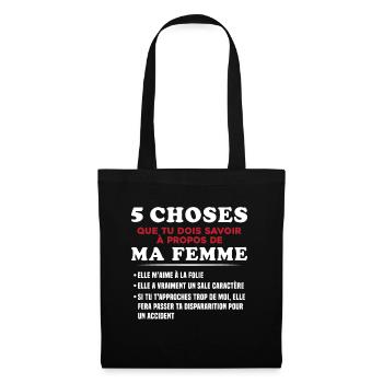 Humour Couple Jalousie Cadeau Amoureux Copain - Sac en tissu - noir - Devant