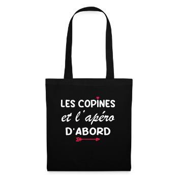 Les copines et l'apéro d'abord - Sac en tissu - noir - Devant