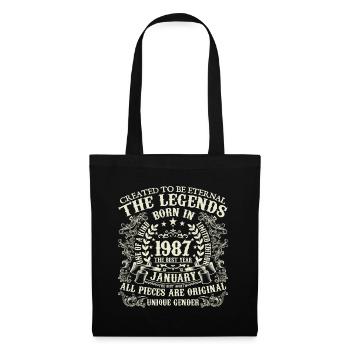 Janvier 1987 anniversaire 1987 Janvier année - Sac en tissu - noir - Devant