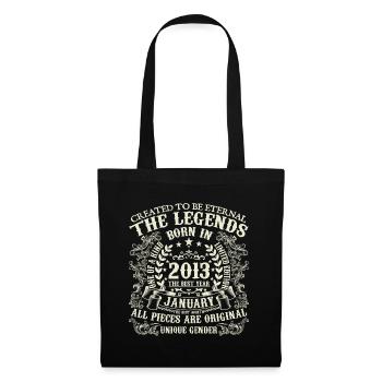 Janvier 2013 anniversaire 2013 Janvier année - Sac en tissu - noir - Devant