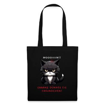 Ganz Dünnes Eis Freundchen - Schwarze Katze - Stoffbeutel - Schwarz - Vorne