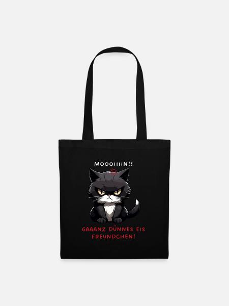 Ganz Dünnes Eis Freundchen - Schwarze Katze - Stoffbeutel - Schwarz