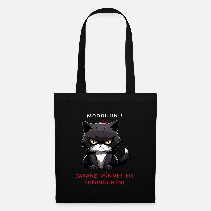 Ganz Dünnes Eis Freundchen - Schwarze Katze - Stoffbeutel - Schwarz