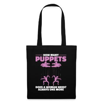 How many puppets does a woman need? - Stoffbeutel - Schwarz - Vorne