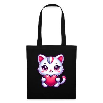 Chat de la Saint-Valentin avec des amoureux des chats d’amour de cœur - Sac en tissu - noir - Devant
